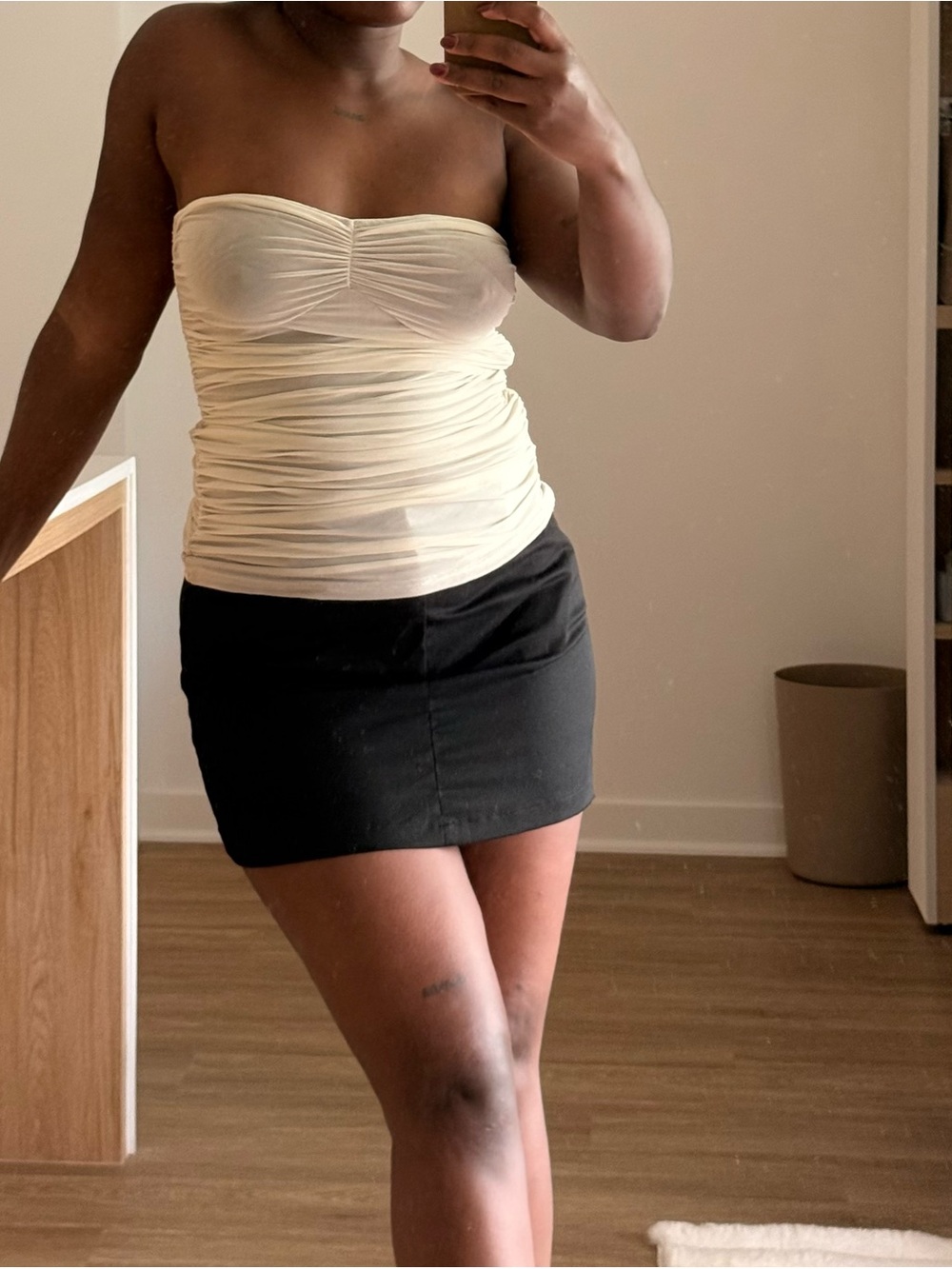 Nude mesh blouse